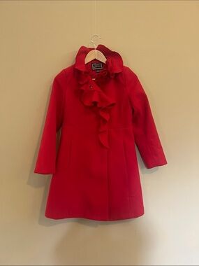 Rothschild Girls' Red Ruffle-Trim Lined Coat -